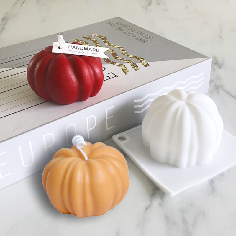 Pumpkin Candle Silicone Mold, 3D Simulation Christmas Series Pumpkin Shape Aromatherapy Candle DIY Mold