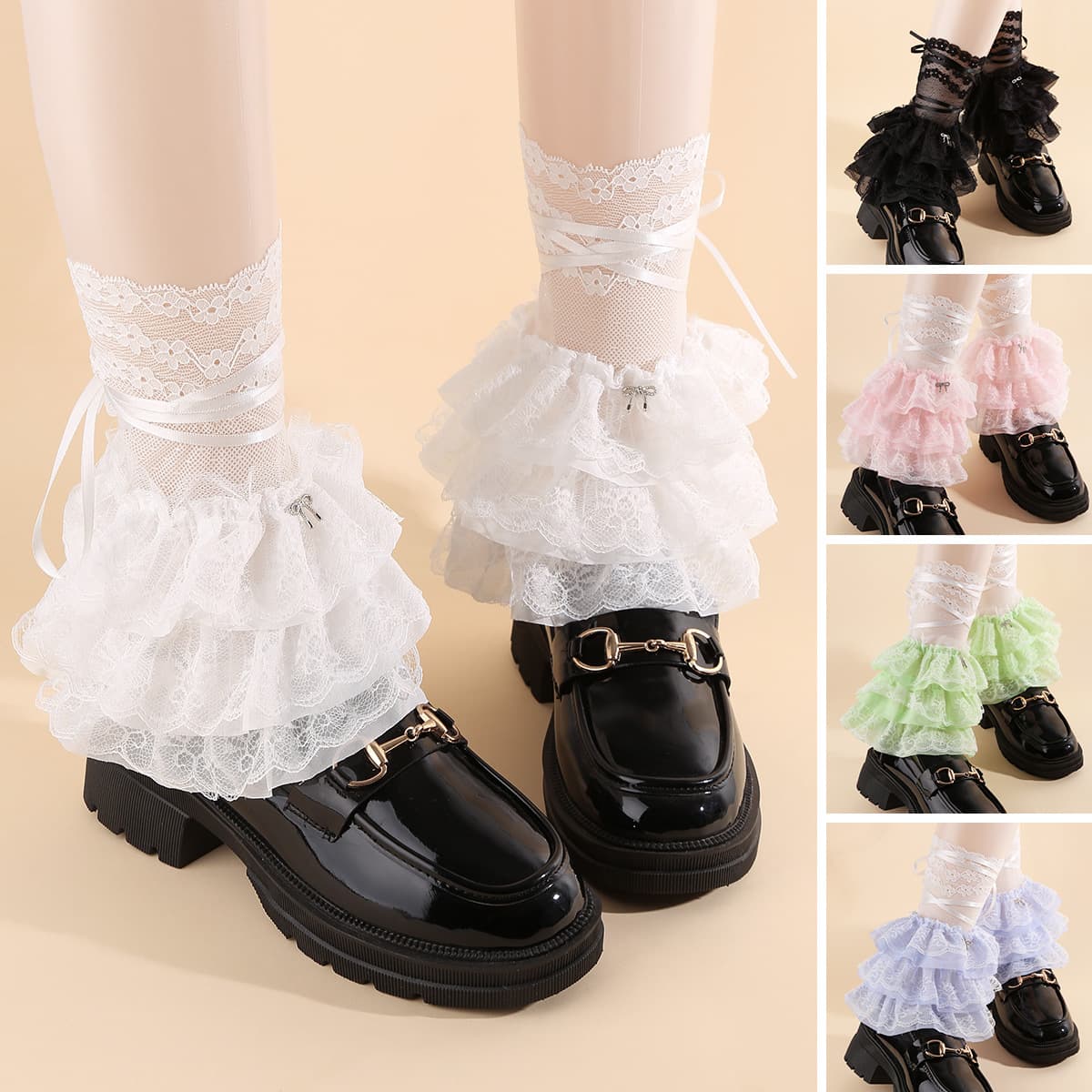 Lace Trim Bow Leg Warmers Lolita Sweet Design JK Uniform Lolita Dress Small Exquisite Delicate