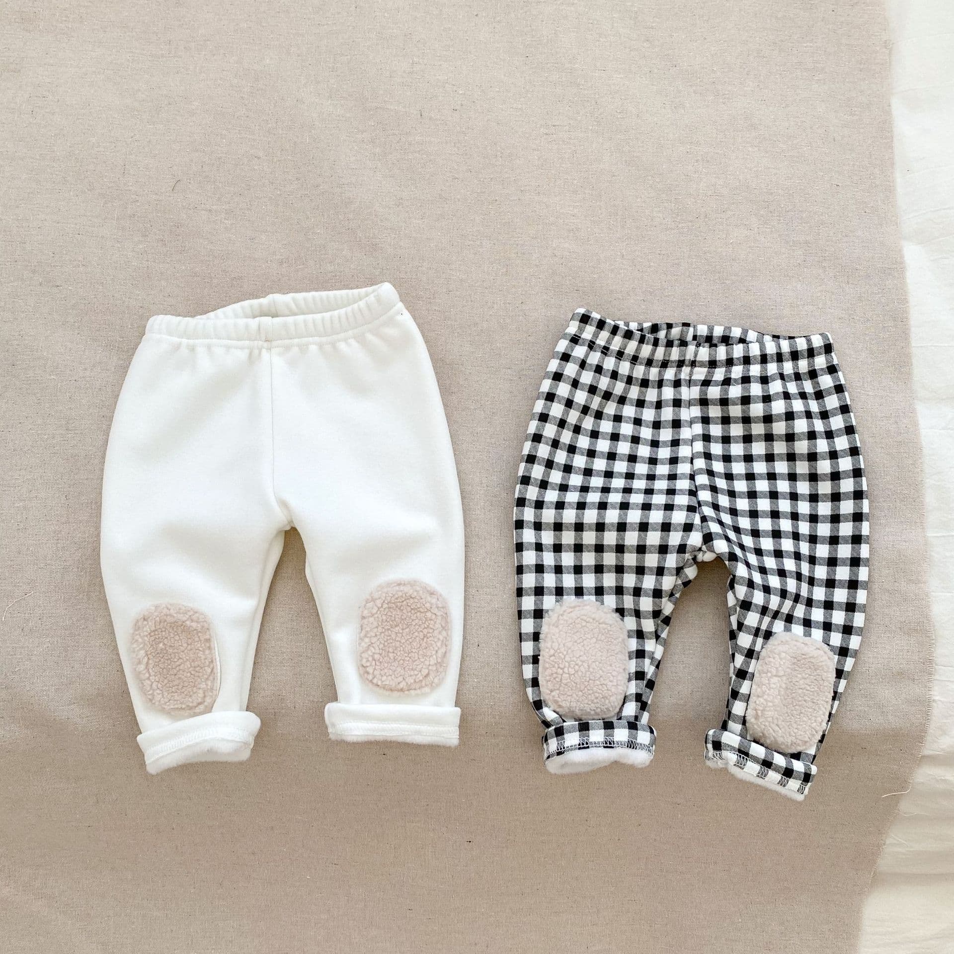 Baby fleece trousers 2025 autumn and winter leggings for men and women baby casual pants Korean style loose warm knee pants