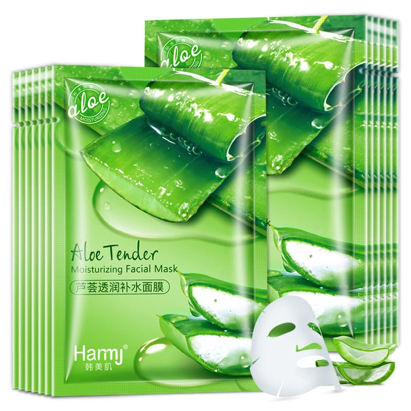 Hanmeiji Aloe Vera Essence Moisturizing Facial Mask Oil Control Refreshing Men Women Skincare Pore Shrinking Sheet Mask Dropshipping