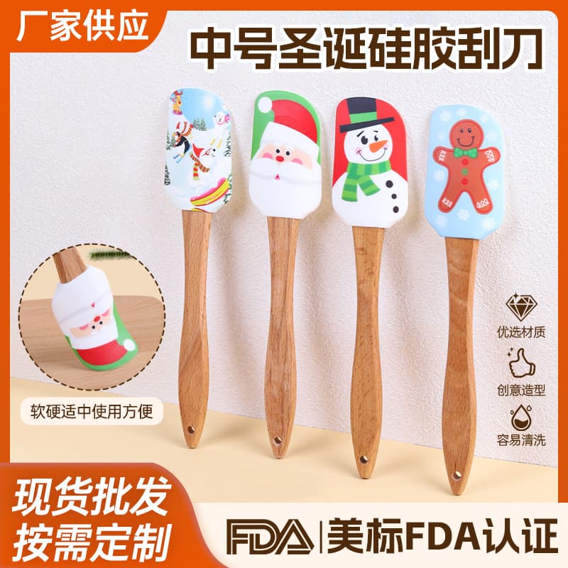 Medium Creative Christmas Silicone Spatula Snowman Series Spatula Silicone Kitchen Baking Cake Mixing Baking Tools