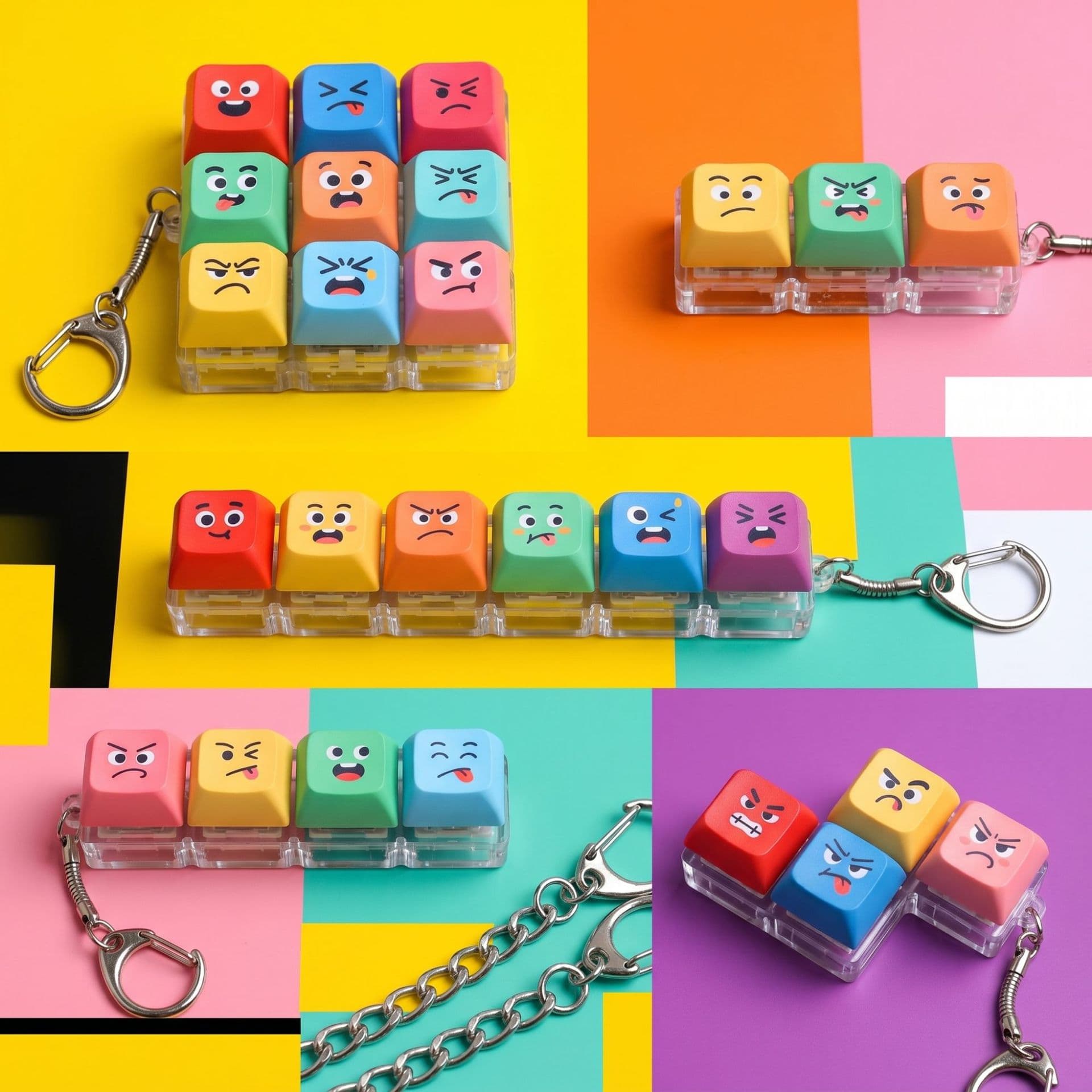 Keycap Button Stress Relief Toy Keychain Accessories DIY Keycaps Custom Dye-Sublimation Keycaps Emoji Pendant
