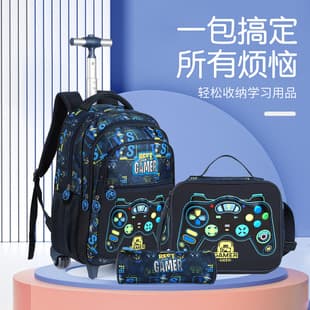 Large Capacity Outdoor Fashion Kids Light Travel Student Backpack Cartoon Casual Backpack Trolley Backpack 3-Piece Set