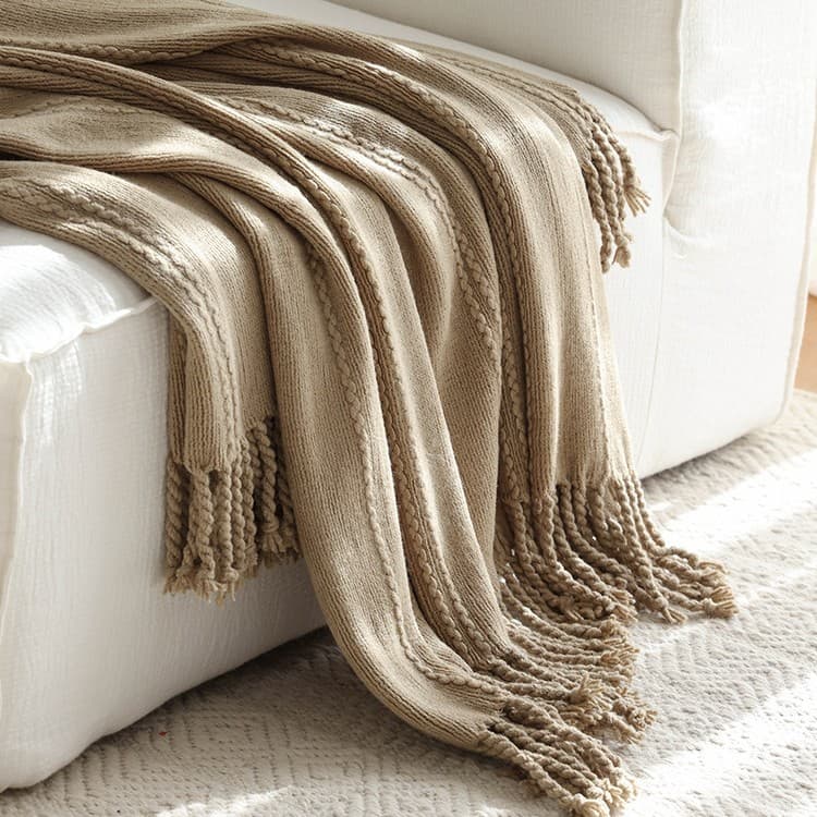 Solid grass green cover blanket, new handmade cable knit wool sofa decorative throw, soft furnishings Nordic style