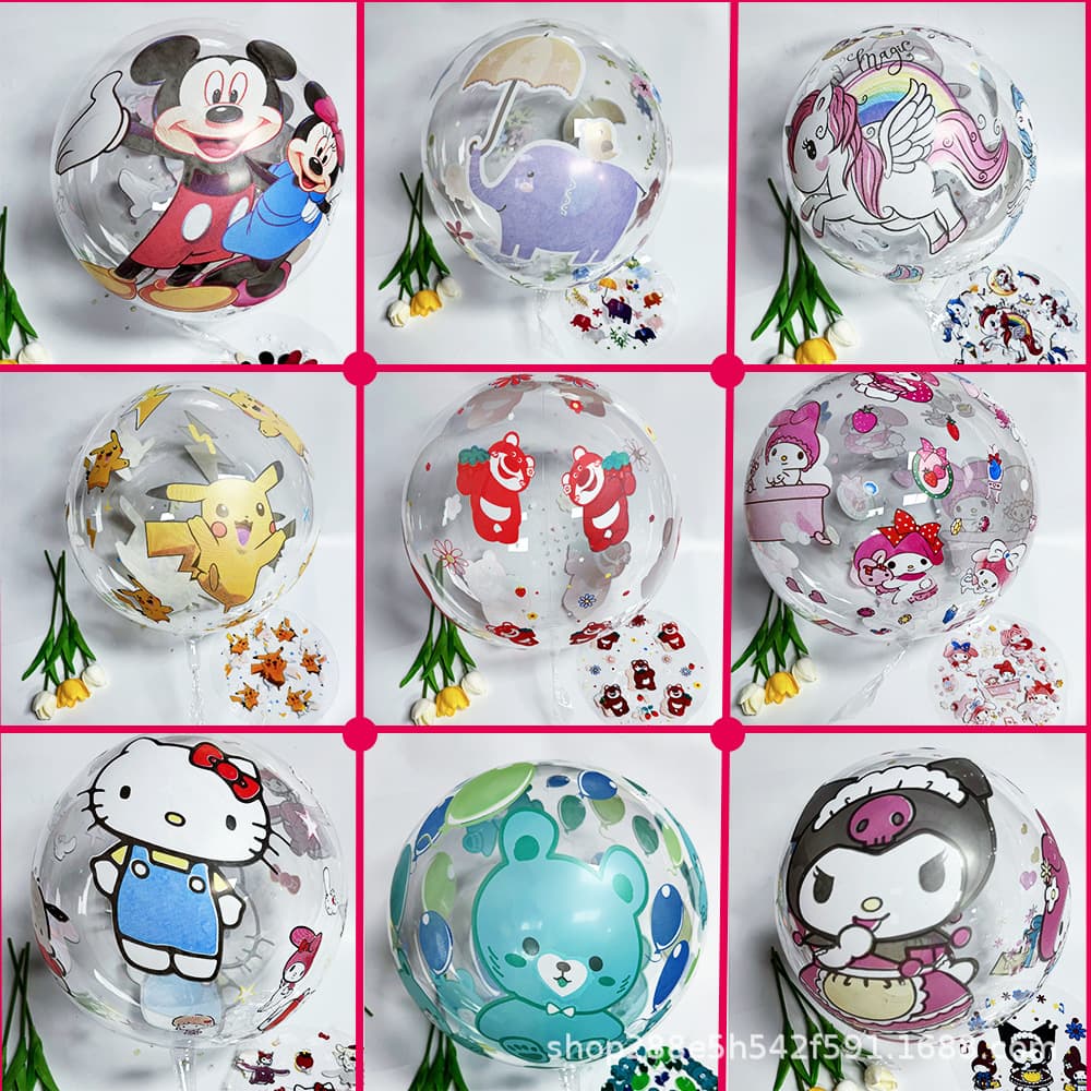 24-inch trendy printed bubble balloon floating balloon cartoon light-up balloon wholesale for street stalls and night markets