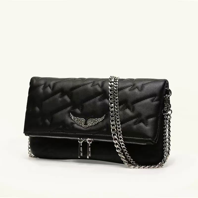 ZV New Cross-Border Fashion Bestseller Wing Bag with Letter Print, Women's Chain Shoulder Crossbody Bag