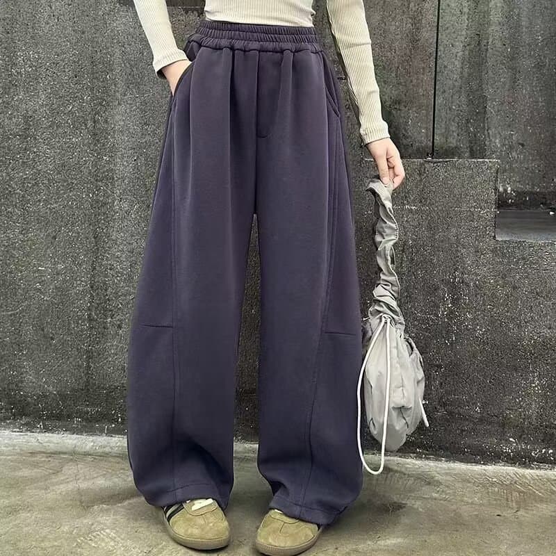 Girls' Pants Spring Autumn Mid-Large Kids Korean Style Curved Cut Sweatpants Children's Banana Pants Middle School Student Athletic Pants