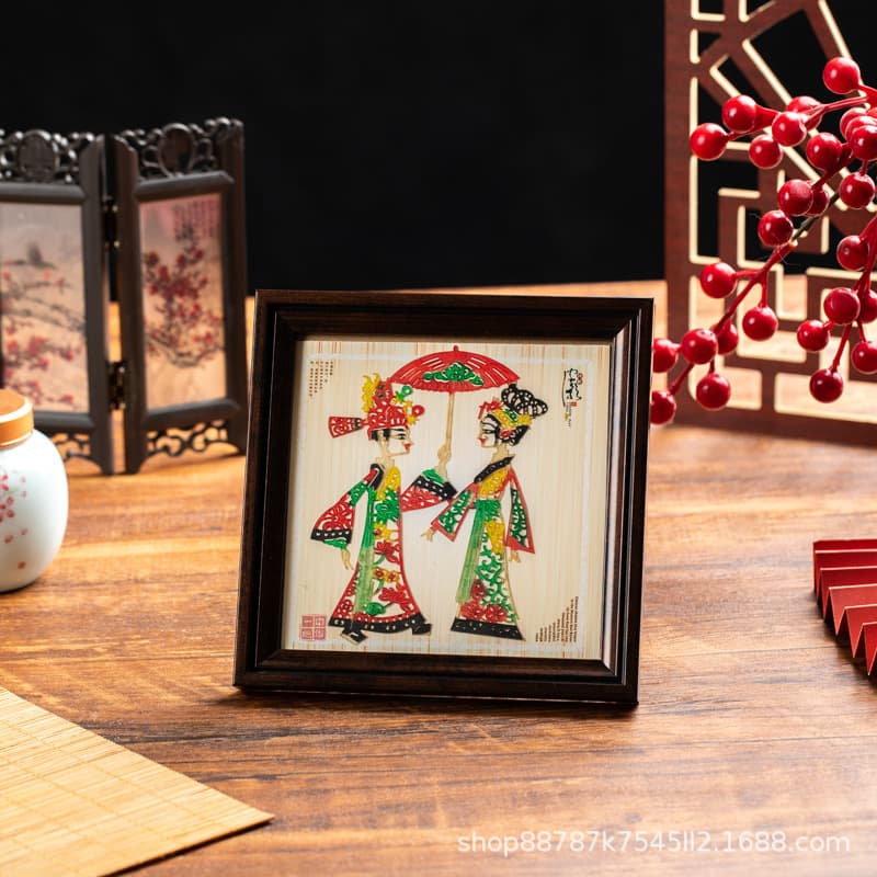 Xi'an Shadow Puppet Solid Wood Photo Frame Ornament, Creative Display Stand, Wholesale Shadow Puppet Craft, Decorative Art, Gift Item