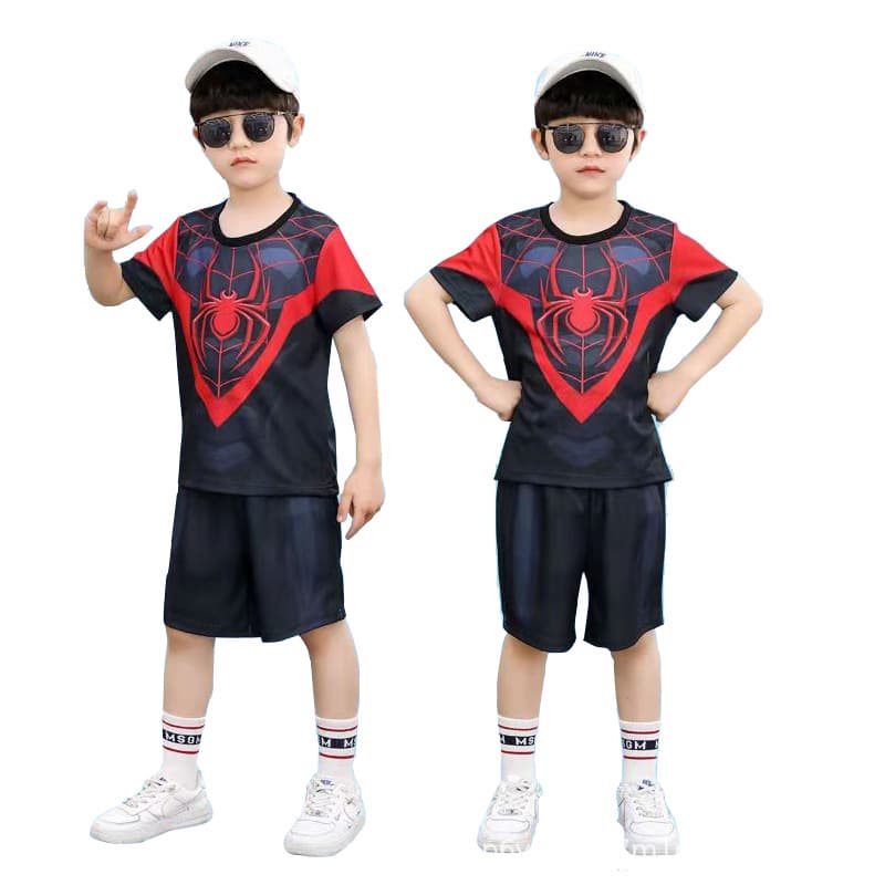 Spider-Man Captain America Iron Man Costume Kids Summer Short Sleeve Set Children's Day Cosplay Performance Outfit