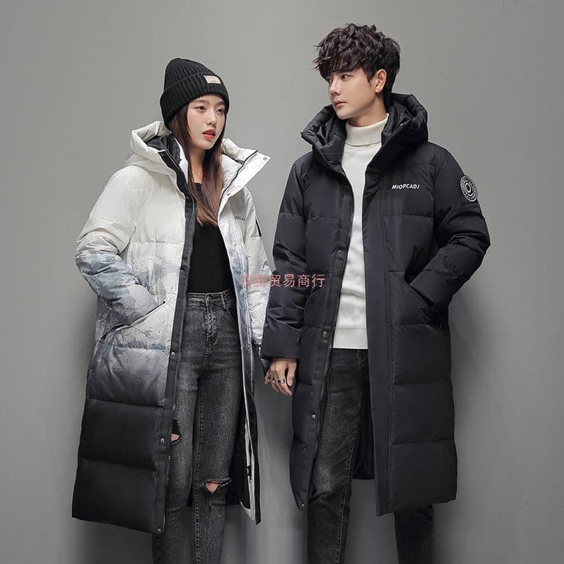 Clearance Down Jacket Unisex New Winter Men's Mid-length 2025 Thickened Coat Gradient Couple Warm Slimming