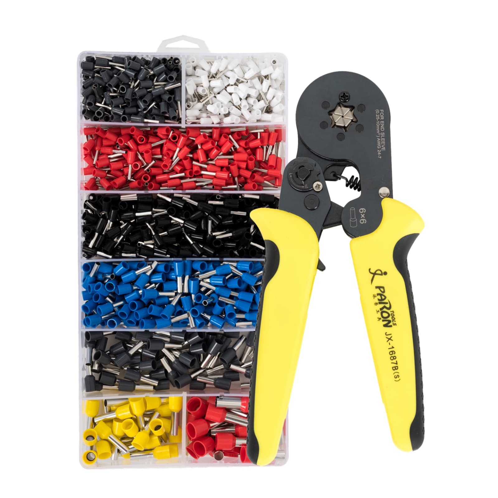 HCS8 6-6 Terminal Crimping Pliers Set Tube/Needle Crimping Pliers 1200pcs Tube Cold Pressing Terminal Pliers
