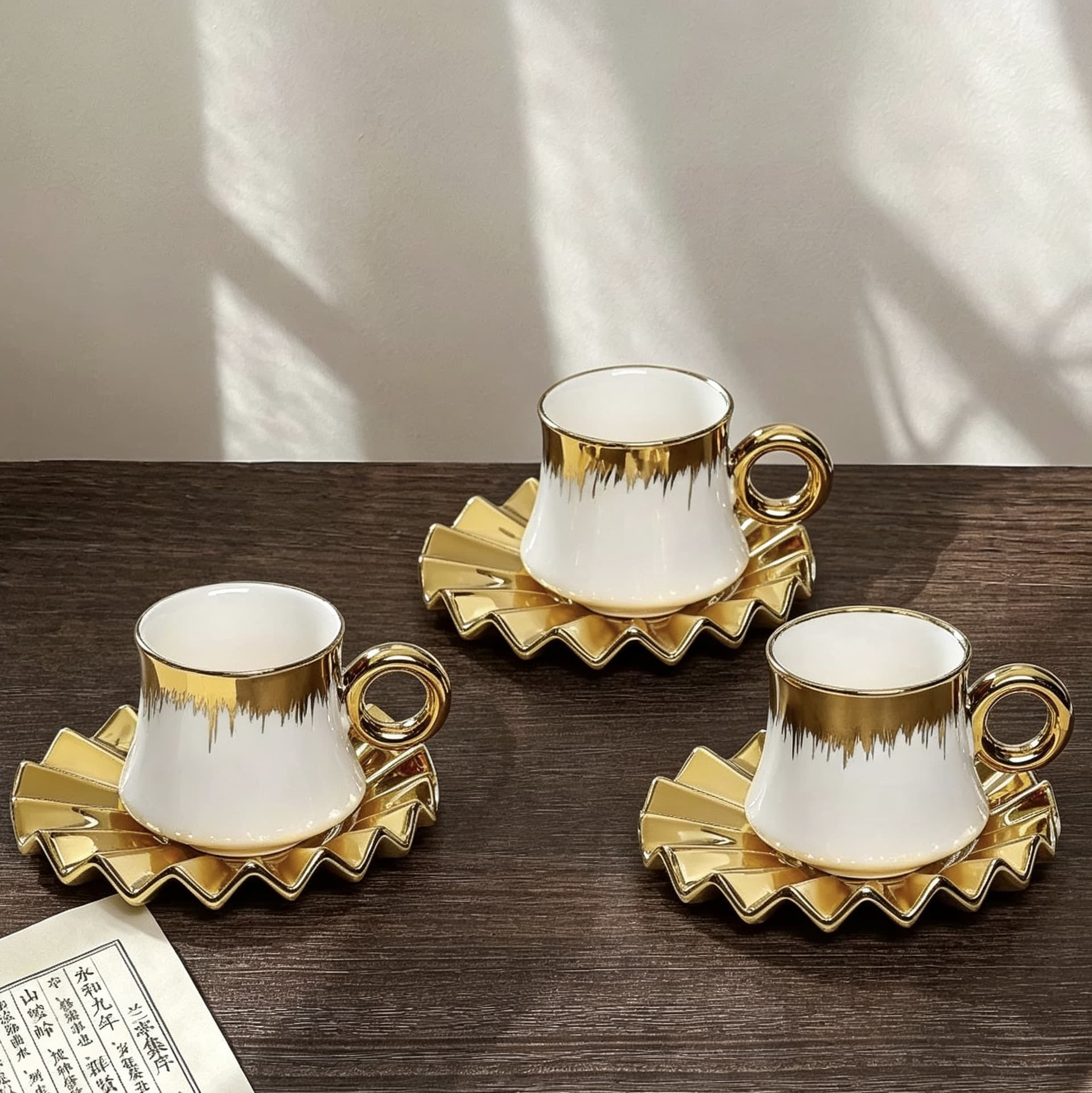 Cross-border Middle East Turkey European-style Vintage Ceramic Gold-plated Coffee Cup and Saucer Set Luxury Light Tea Cup