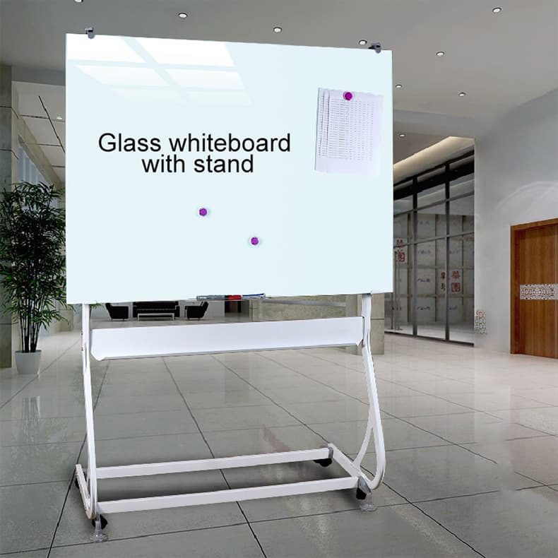 Mobile Stand Tempered Glass Whiteboard for Office Meeting Training Teaching Magnetic Glass Writing Board Wholesale from Manufacturer