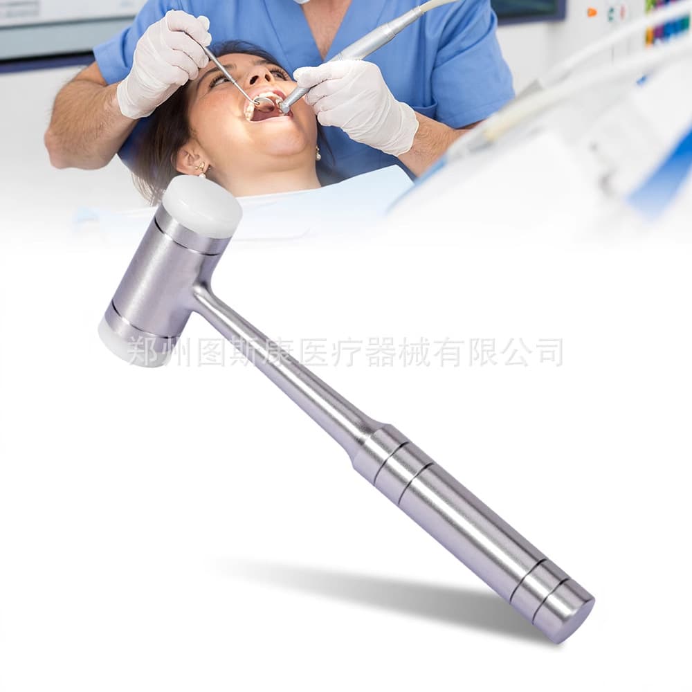 Dental Bone Hammer for Implant Orthodontics Clinic Orthopedic Double-Ended Nylon Plastic Stainless Steel