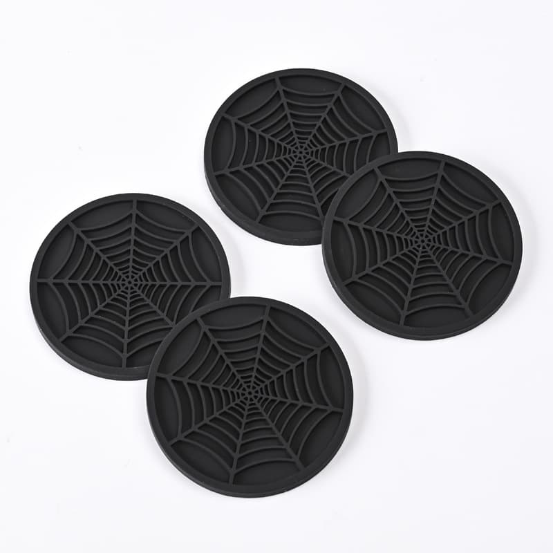 Cross-border Silicone Round Coaster, Non-slip Waterproof Car Cup Mat, Spider Web Universal Coaster, High Temperature Resistant
