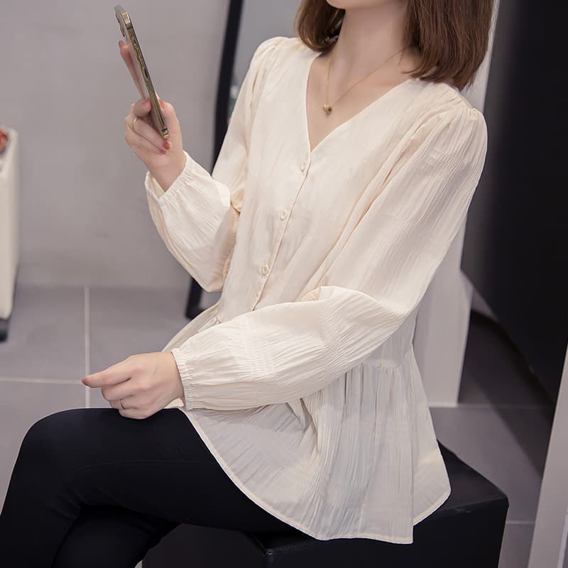Plus Size Women's Fashion V-Neck Elegant Blouse Spring 2025 New Trendy Top for Fat MM Tummy Control Slimming Shirt