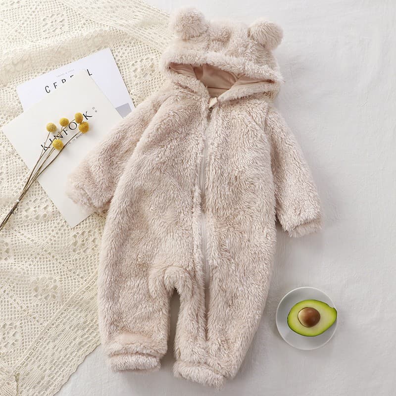 Baby Winter Romper for Newborns, Warm Crawling Suit, Plush Outerwear, Children's Pajamas