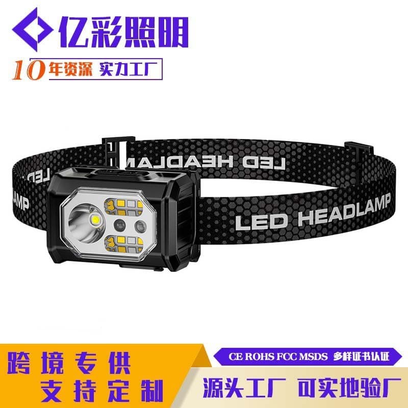 Outdoor mountain climbing rechargeable sensor light portable fishing hiking headlight easy to store hiking night fishing tools