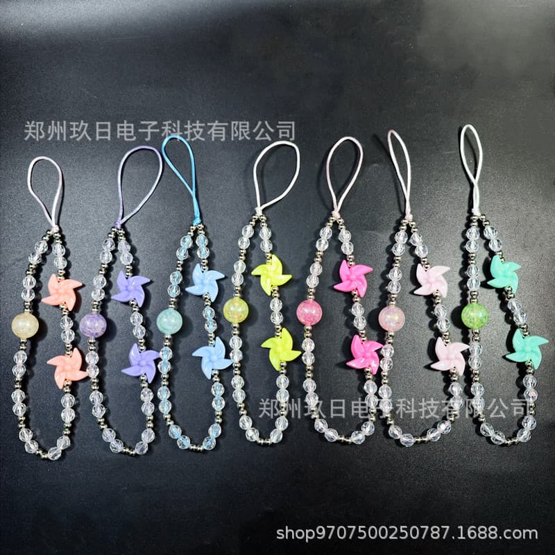 diy mobile phone lanyard short female jelly multi-color core small flower bracelet mobile phone case hanging chain accessory bag decorative hand rope
