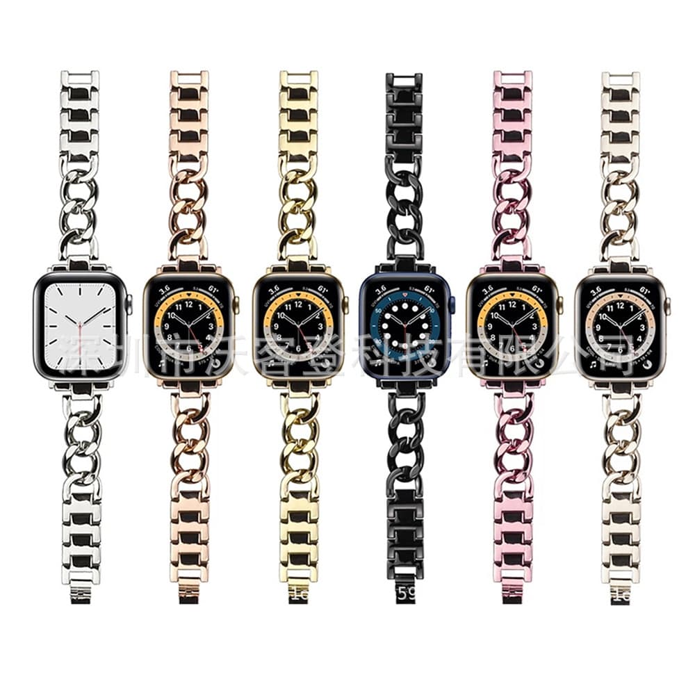 Single-row denim chain metal alloy strap for Apple Watch 8/7/SE/6/5/4/3/2 (in stock)