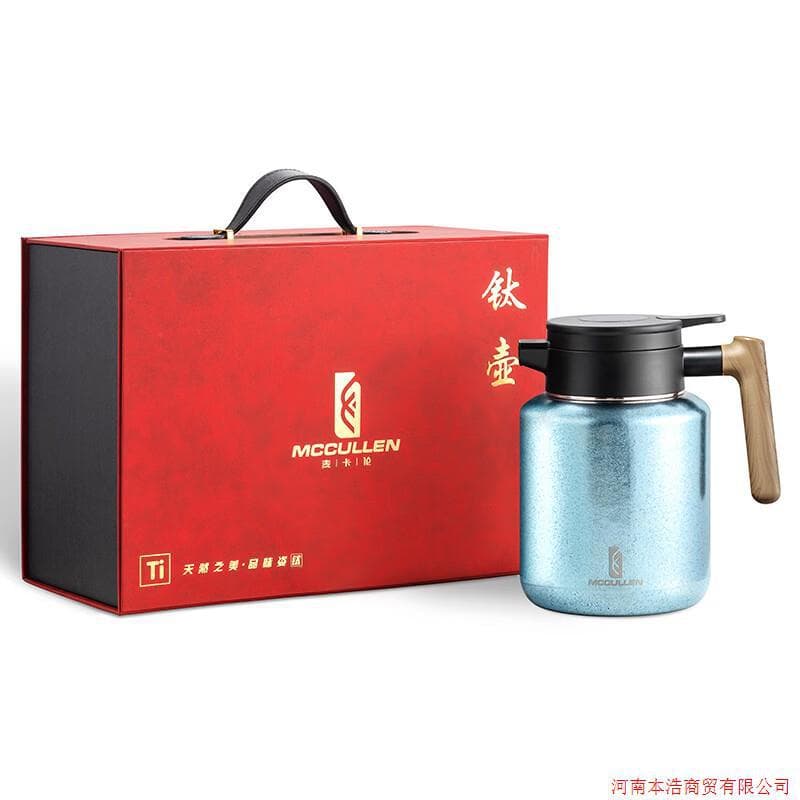 Macallan Pure Titanium Thermal Kettle with Smart Temperature Display, Wood Grain Handle Steeping Teapot, Model TH-1500