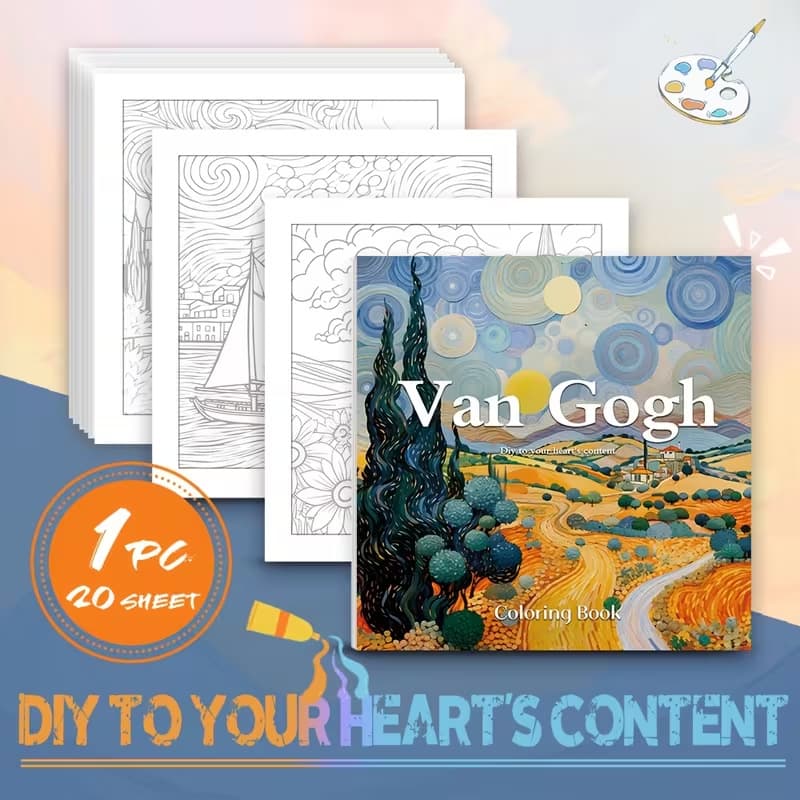 Cross-border New Hot Selling Van Gogh Art Coloring Book Coloring Pad Drawing Book Thickened