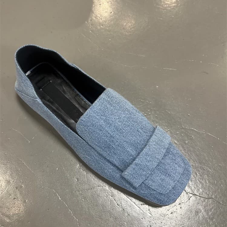 Sheepskin Version ~ Denim Square-Toe Women's Flat Slip-On Loafers, Versatile Shallow-Cut Slip-On Shoes for Women