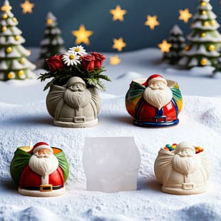Christmas Santa Claus Aroma Candle Cup Mold DIY Resin Storage Cup Flower Pot Decoration Silicone Mold