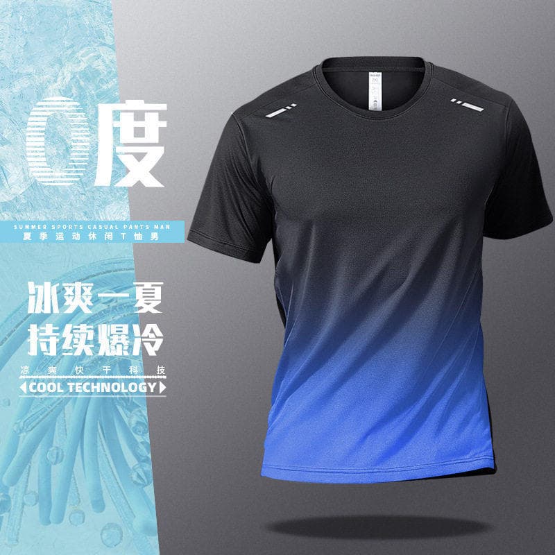 Men's Summer Ice Silk Quick-Dry T-Shirt Short Sleeve Outdoor Running Sun Protection Base Layer Sweat-Wicking Top