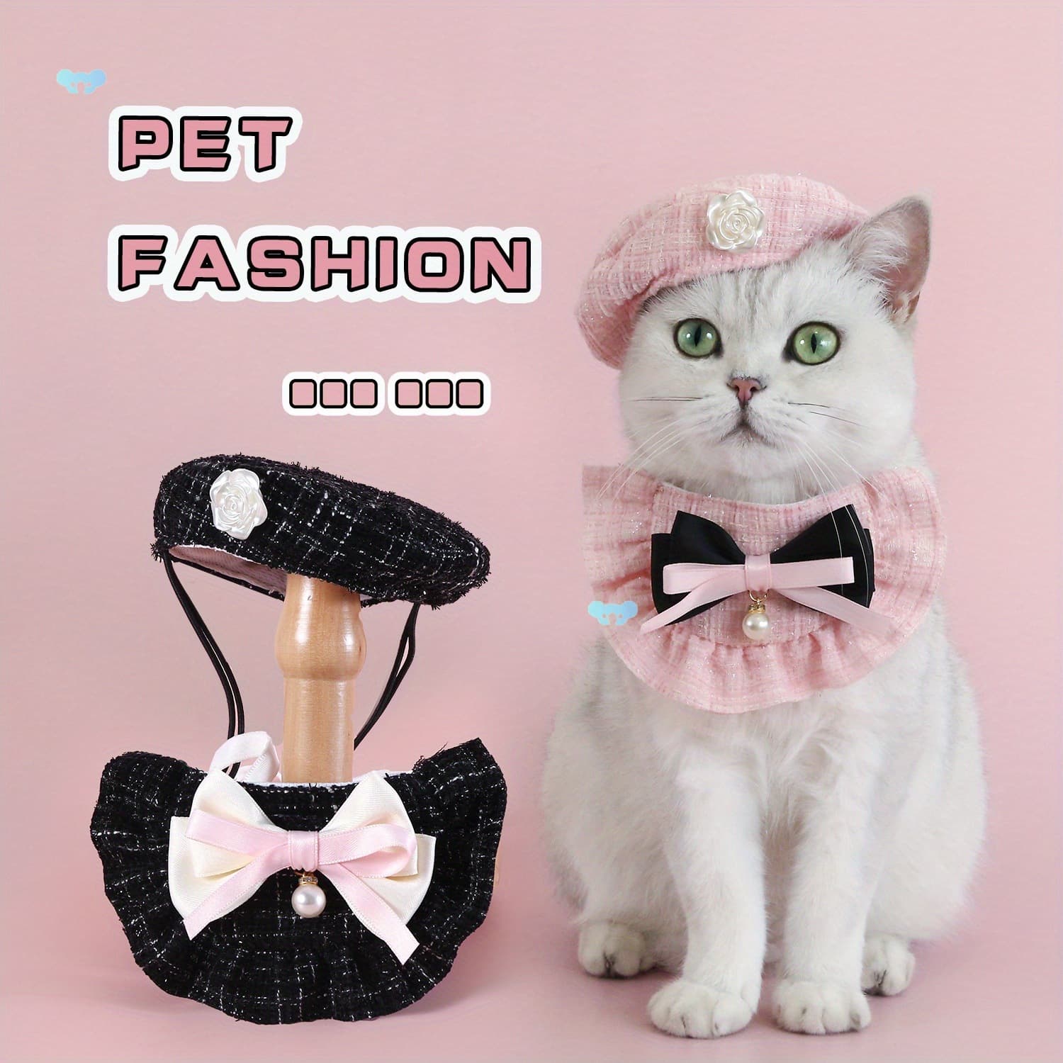 2pcs Pet Bow Flower Bib set Suitable for Dogs And Cats