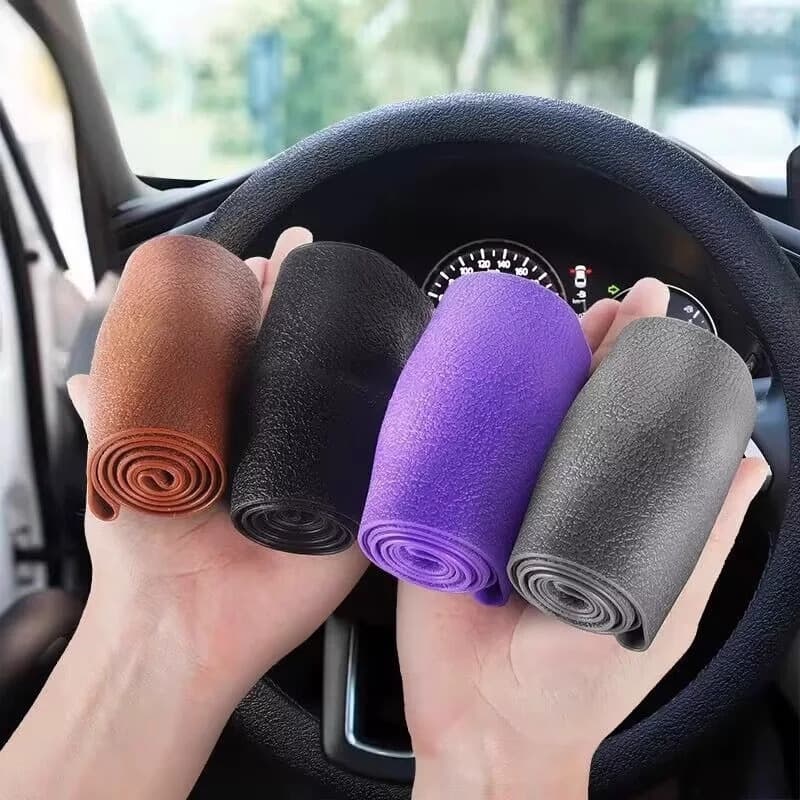 Food-grade silicone car steering wheel cover, all-season universal anti-slip sweat-absorbent steering wheel grip cover, round D-type universal