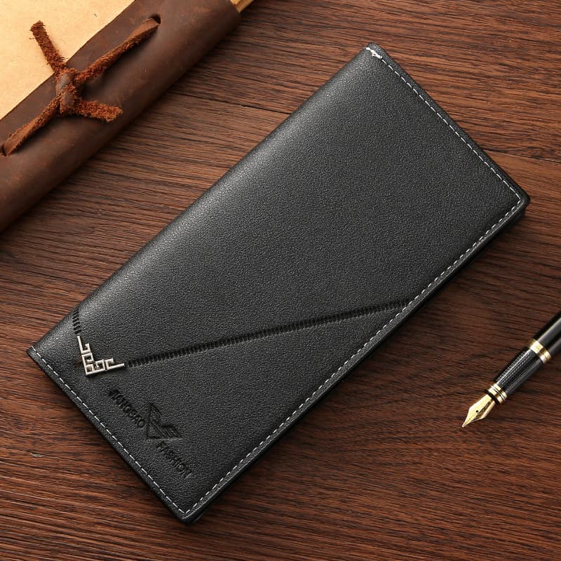 New Cross-Border Men's Long Wallet with Multiple Card Slots, Fashionable Casual Leather Wallet for Young Men