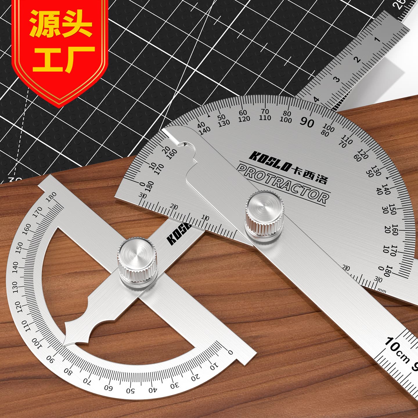 Bontey Stainless Steel Angle Ruler Double Arm Multi-Purpose Woodworking Protractor Handheld Multi-Functional Angle Measurement Tool