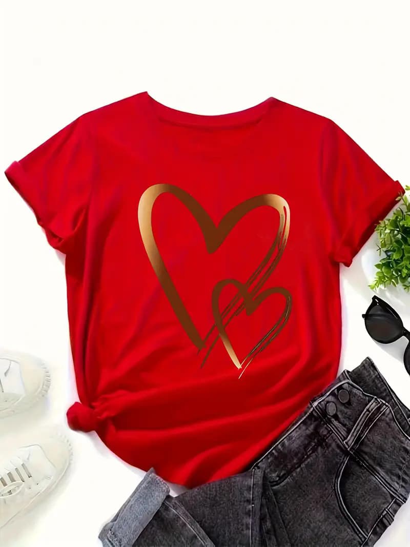 Cross-border TEMU Approved Drop Shipping Women's Short Sleeve Tops for Amazon, AliExpress, Shopee, European and American Christmas Round Neck Women's Tops