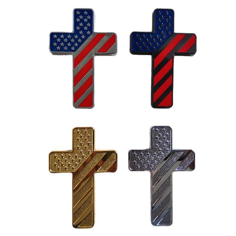 Cross Car Sticker Personalized Trendy Gift for Men Couples Niche American Flag Original Metal Accessories Cross-border