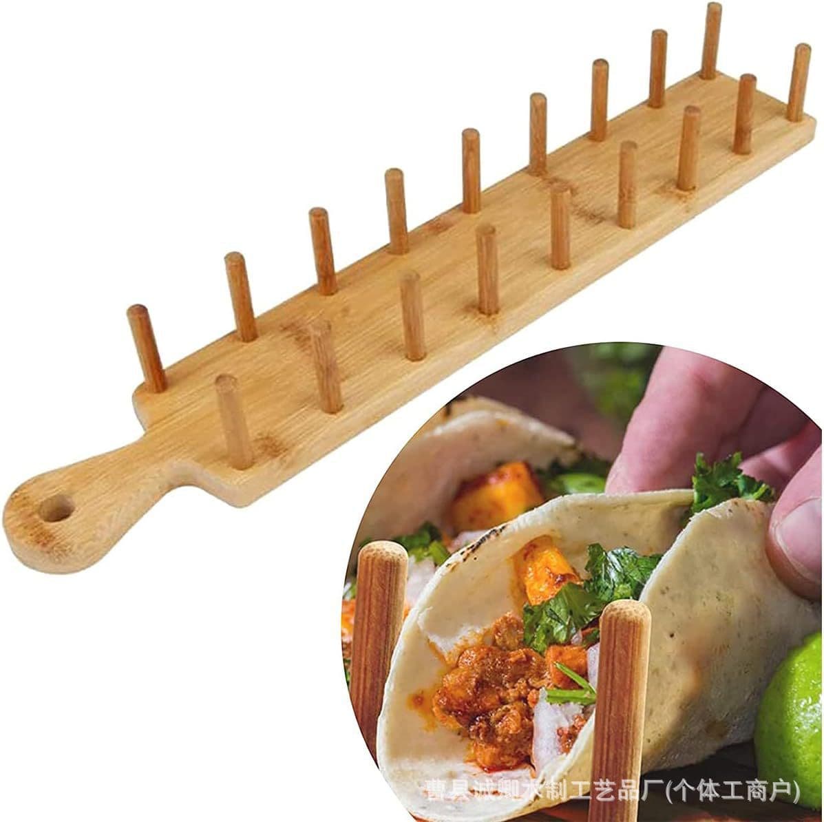 Cross-border Crepe Rack W-Shaped Bamboo Mexican Crepe Rack Taco Holder Bamboo and Wooden Corn Roll Rack