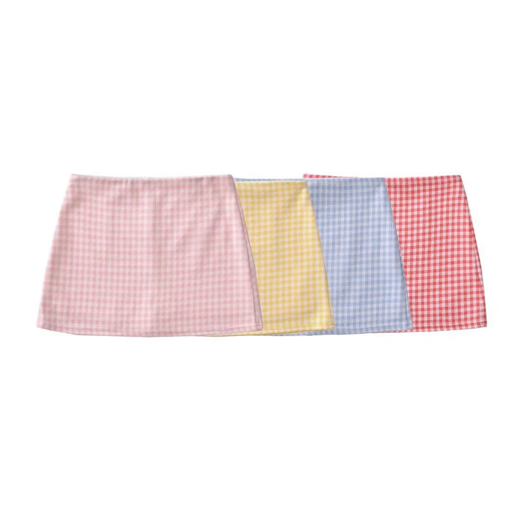 24202-25 Summer Trendy High-Waist Plaid Contrast Slim A-Line Skirt Bodycon Short Skirt