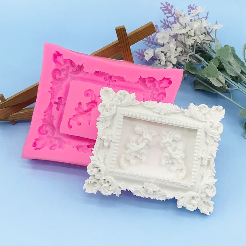 European Vintage Photo Frame Silicone Mold Relief Lace DIY Cake Baking Decoration Tool