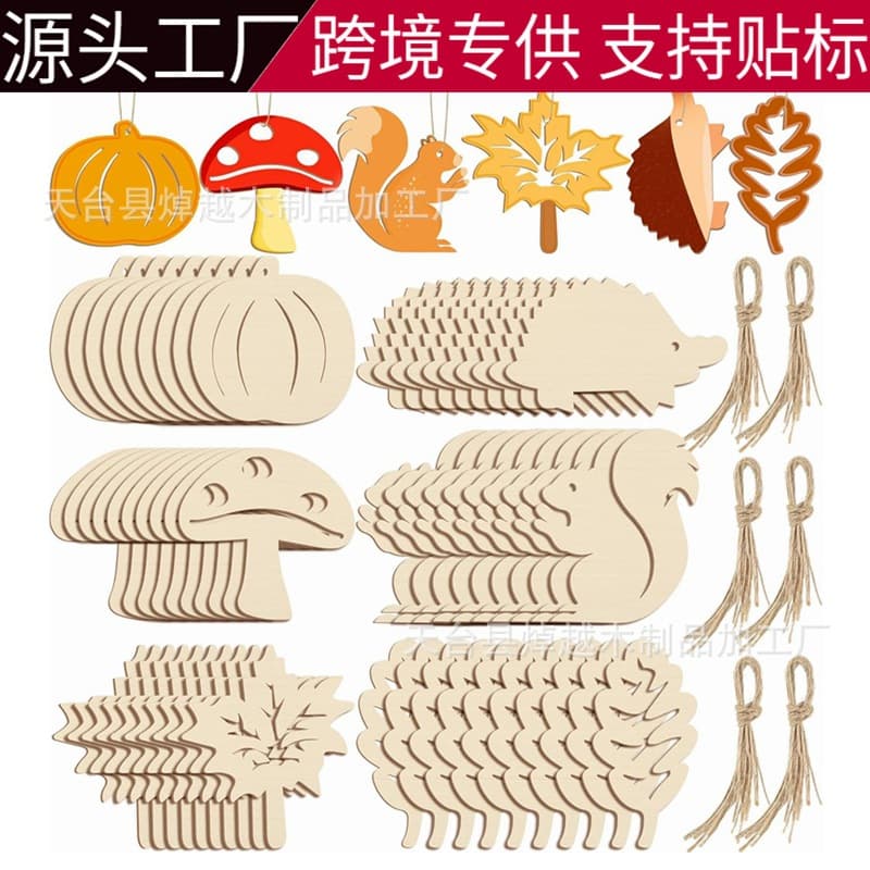 Unfinished Thanksgiving Wood Slices Pumpkin Hedgehog Squirrel Harvest Festival Party Decor Graffiti Wooden Hanging Ornaments