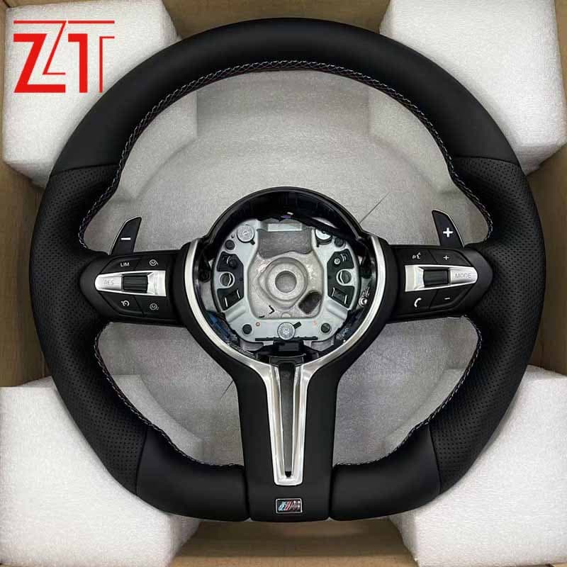 Genuine Leather D-Shape Flat Bottom Sport Steering Wheel Assembly for BMW Full X Series and Other Models, M-Style Upgrade