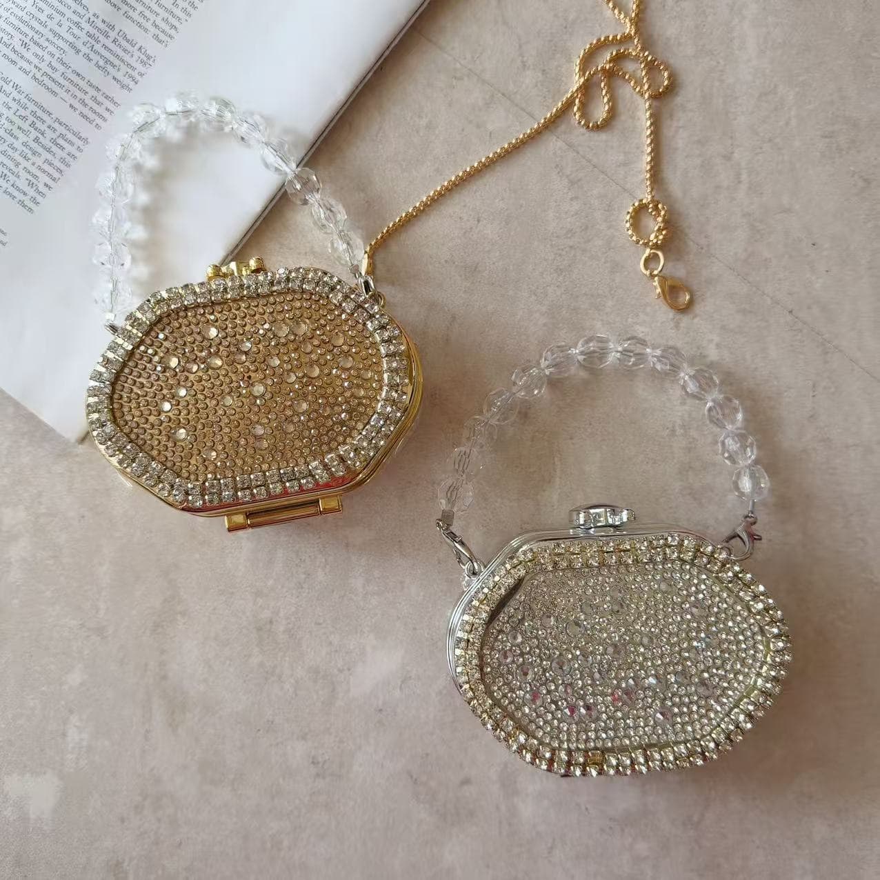 Cross-border Evening Bag with Rhinestones Premium Round Banquet Bag Clutch Crystal Evening Bag Crossbody Bag Kids Bag