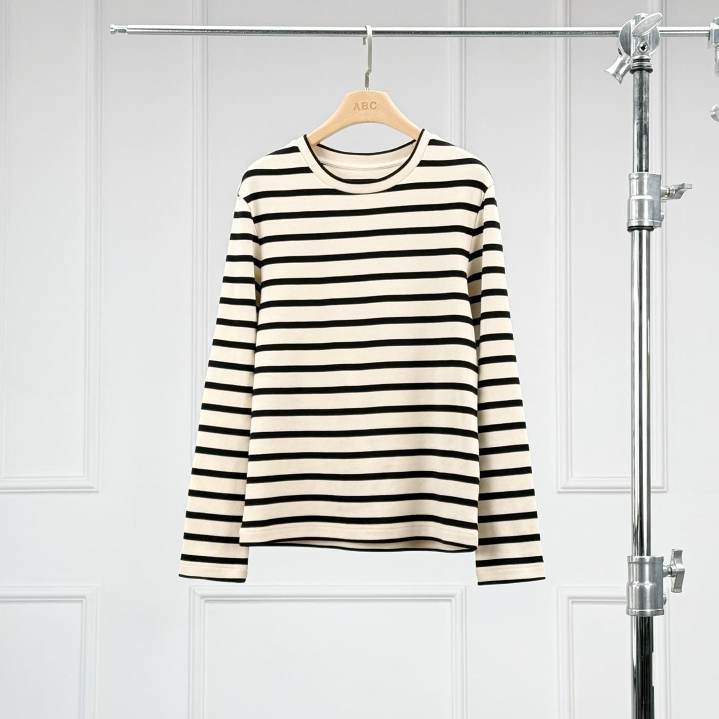Wolun Hailong | Sander Shenzhen Nanyou Live Streaming Women's Fashion 25 Stylish Cotton Round Neck Striped Long Sleeve T-Shirt