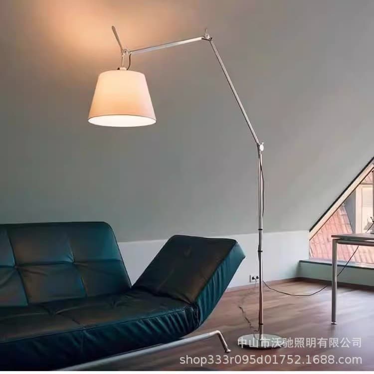 Fishing lamp floor lamp minimalist dual-arm fabric designer living room bedroom study office art adjustable floor lamp