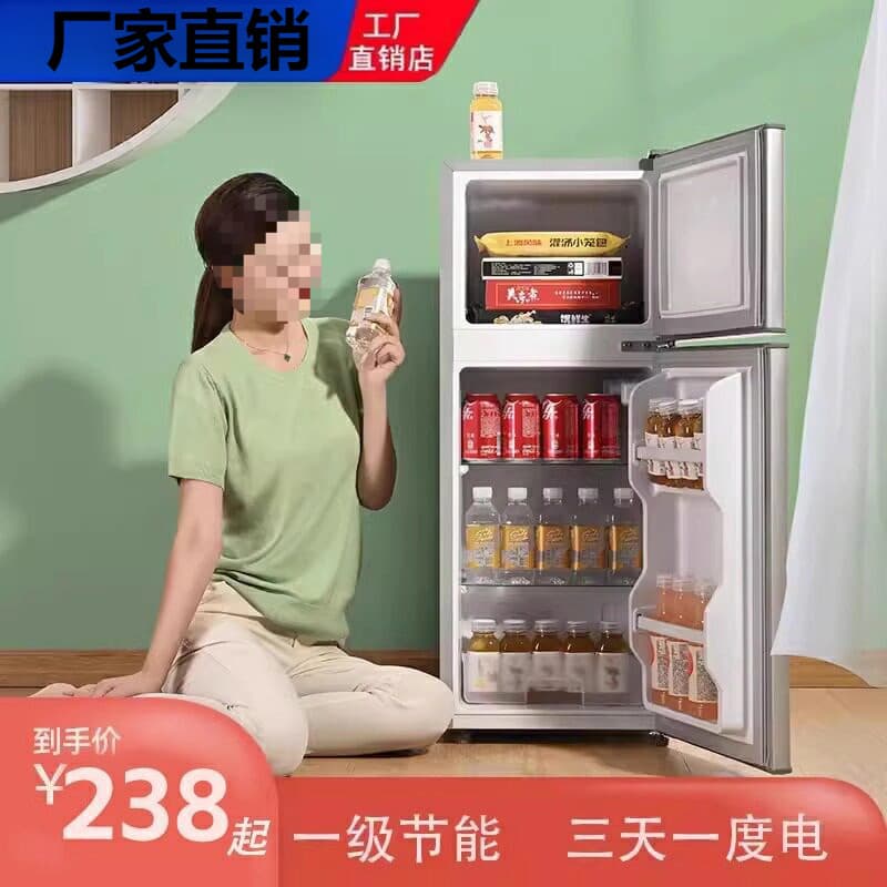Mini Refrigerator, First Energy Efficiency, Small Household Freezer and Fridge, Dormitory Office Double Door Energy Saving Refrigerator