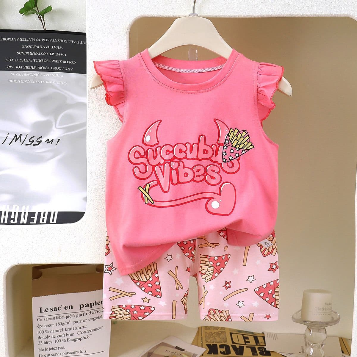 Children's Cartoon Vest Set, Pure Cotton Girls' Korean Style Kids' Clothing, Cute Summer Two-Piece Set, 2026 Korean Summer Style