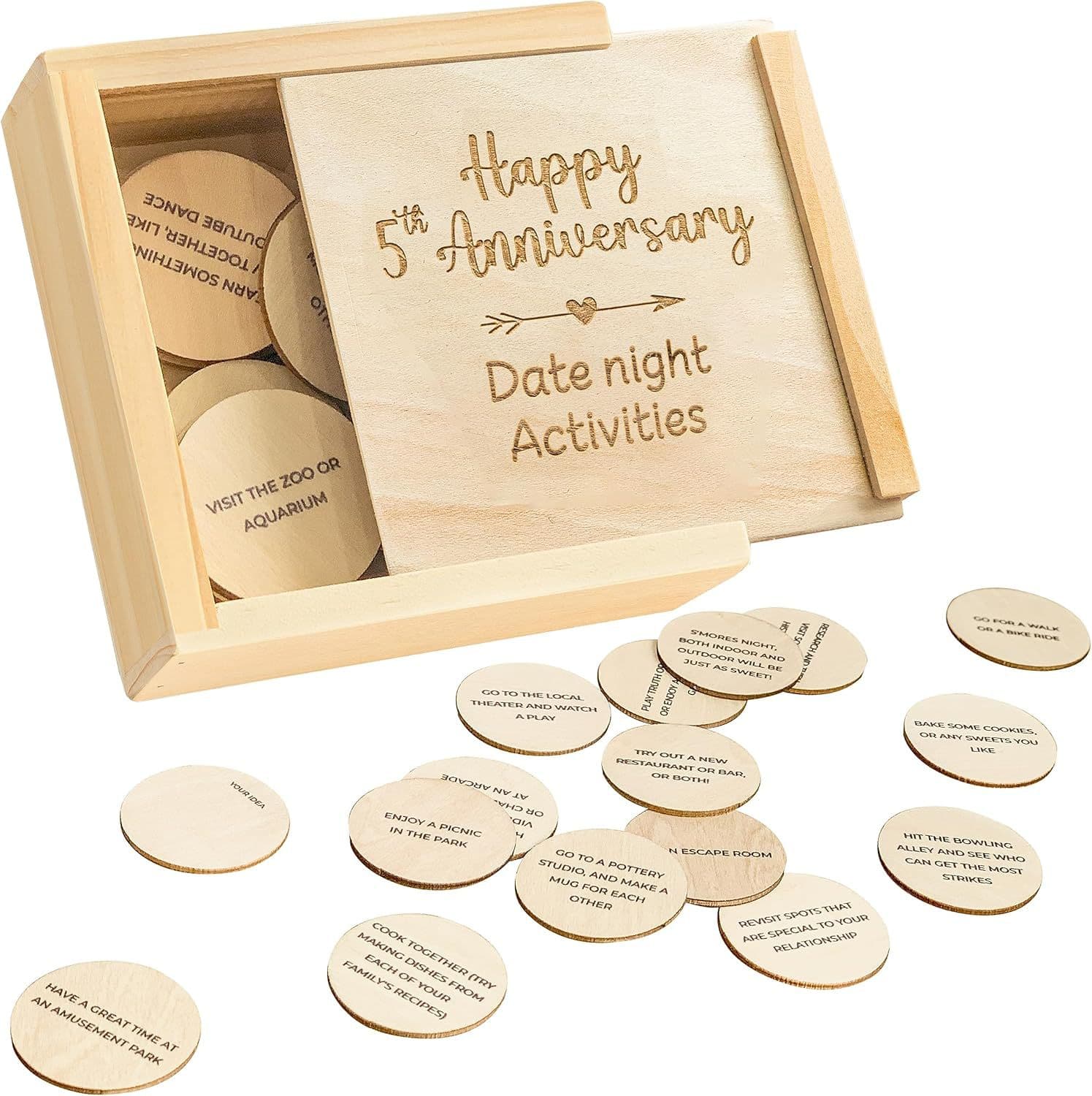 Wooden Gift Box for Wife Husband 5th Anniversary Solid Wood Wedding Anniversary Gift Box