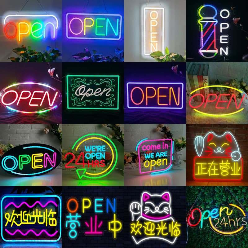 OPEN Neon Lights, High Brightness, Opening Day LED Billboards for Hair Salons and Shops, Neon Signs, Ambient Lights