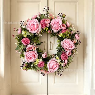 Cross-Border Spring Simulation Flower Rose Wreath Valentine's Day Decoration Courtyard Arrangement Wall Door Hanging Decoration Easter Artificial Flowers