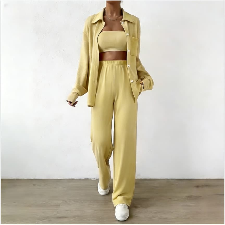 Loose and Stylish Apricot-Colored Two-Piece Solid Color Set for Early Spring, Mid-Length Blue Cross-Border Black Plus-Size Women's Outfit