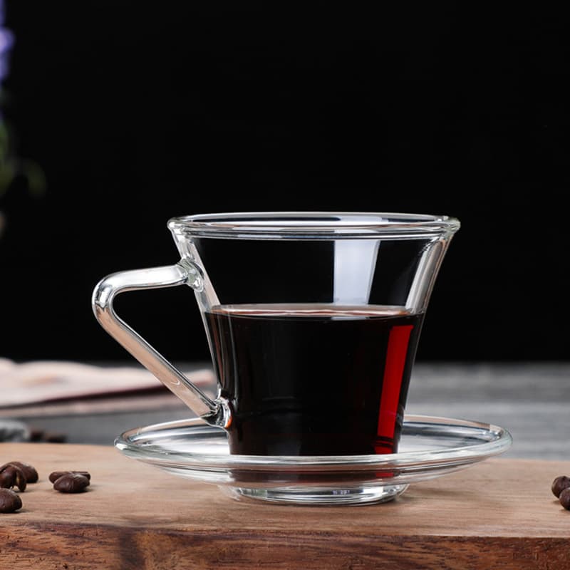 150ml Espresso Cup Heat-Resistant Glass Coffee Cup with Handle Home Use with Saucer Coffee Cup Set